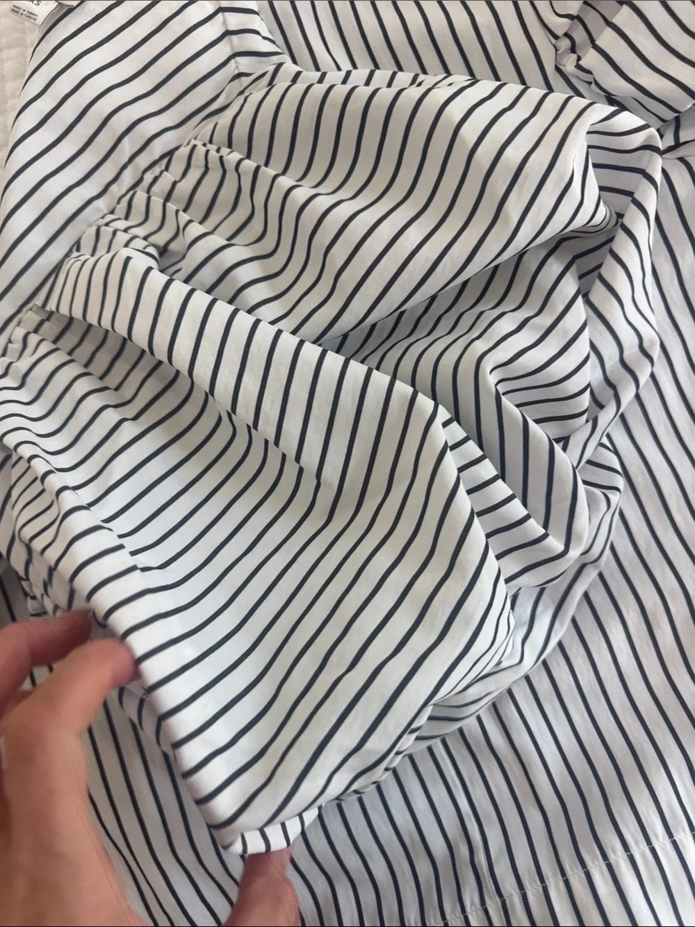 Anthropologie Maeve Black and White Striped Puff-Sleeve Blouse Boho Size XXS